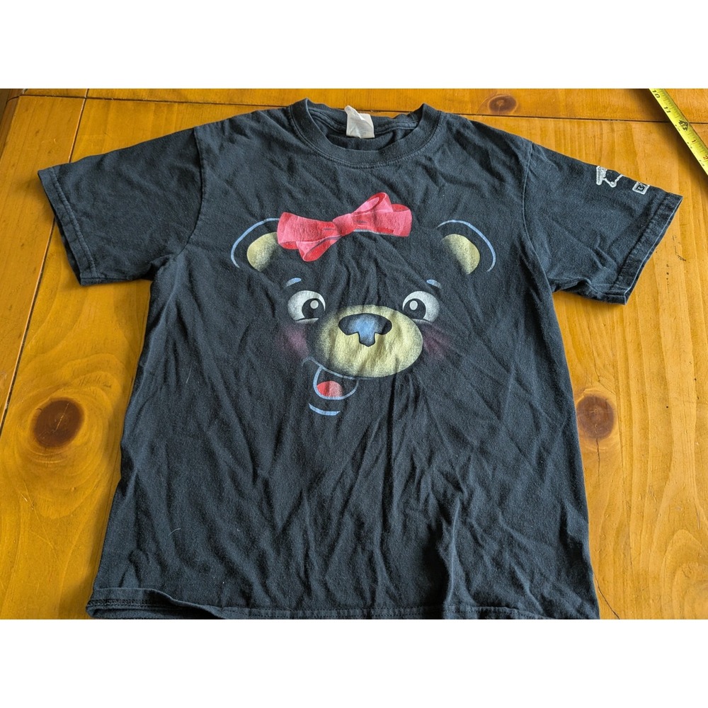 Rare Vintage Black Bear Diner Graphic Tee Kids Youth Medium Black Pink Bow